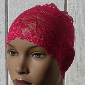 Dark Pink Fashionable Fun Lace Tube Cap Headband